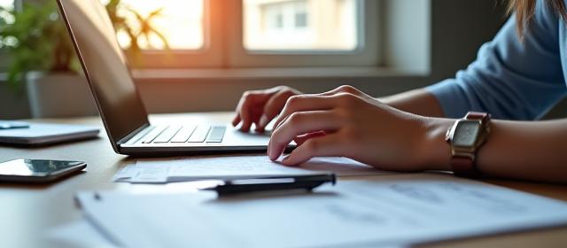 Person som planlegger privatøkonomi med laptop